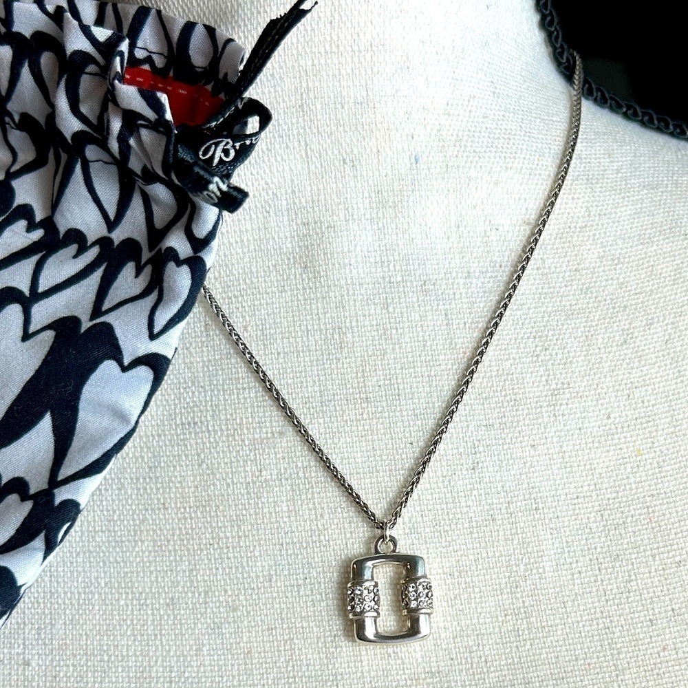 Brighton Meridian Linx Petite Necklace 18”Silver Plated Crystals & Cloth Bag
